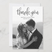 Modernes kalligrafisches Skript Hochzeitsskript-Fo Dankeskarte (Vorderseite)