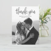 Modernes kalligrafisches Skript Hochzeitsskript-Fo Dankeskarte (Stehend Vorderseite)