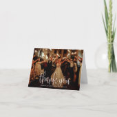 Modernes kalligrafisches Skript Hochzeitsskript-Fo Dankeskarte (Vorderseite)