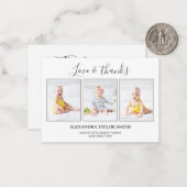 Modernes Kalligraphie Foto Baby Danke Karte (Vorderseite/Rückseite Beispiel)