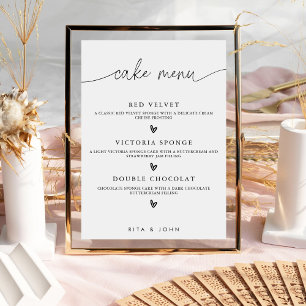 Modernes Kalligraphie-Menü Cake Wedding Cake Sign Poster