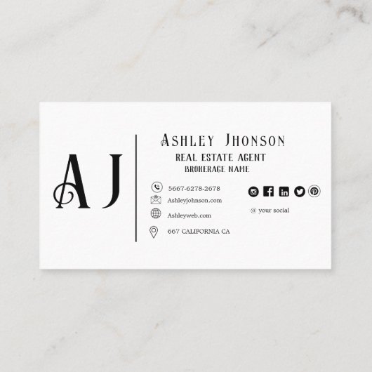 Modernes Kalligraphie Realtor Real Anwesen Marketi Visitenkarte (Rückseite)