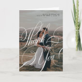 Modernes Kalligraphie-Skript 8 Foto Hochzeit Dankeskarte (Vorderseite)