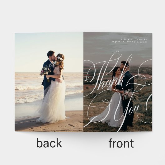 Modernes Kalligraphie-Skript 8 Foto Hochzeit Dankeskarte