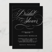 Modernes Kalligraphie zeitloses schwarzes Brautpar Einladung (Vorne/Hinten)