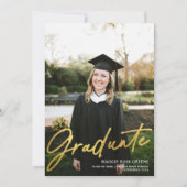 Modernes Kalligraphieskript Gold | ABSCHLUSS FOTO Ankündigung (Vorderseite)