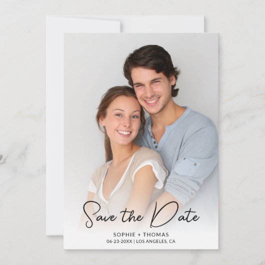Modernes kalligraphisches Foto Save The Date (Vorderseite)