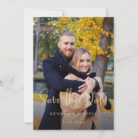 Modernes kalligraphisches Foto Save the Date (Vorderseite)