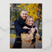 Modernes kalligraphisches Foto Save the Date Folieneinladung (Vorderseite)