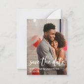 Modernes kalligraphisches Foto Save the Date Haush Mitteilungskarte (Vorderseite)