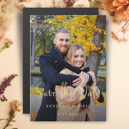 Modernes kalligraphisches Foto Save the Date Magneteinladung