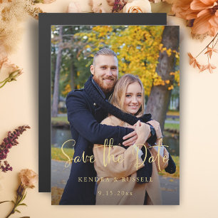 Modernes kalligraphisches Foto Save the Date Magneteinladung