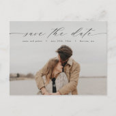 Modernes kalligraphisches Foto Save the Date Postk Postkarte (Vorderseite)