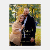 Modernes kalligraphisches Foto Willkommen Acrylschild (Vorderseite)