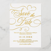 Modernes kalligraphisches Gold Save the Date Folieneinladung (Vorderseite)