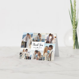 Modernes kalligraphisches Herz 6 Foto Collage Wedd Dankeskarte