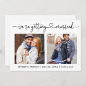 Modernes kalligraphisches Herz Erlangung 2 Foto Save The Date (Vorne/Hinten)