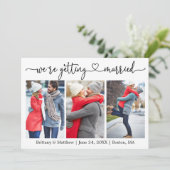 Modernes kalligraphisches Herz Erlangung 3 Foto Save The Date (Stehend Vorderseite)