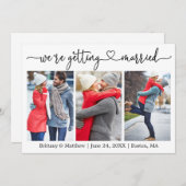 Modernes kalligraphisches Herz Erlangung 3 Foto Save The Date (Vorne/Hinten)