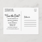 Modernes kalligraphisches Herz-Foto Save the Date Postkarte (Rückseite)