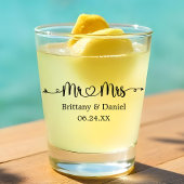 Modernes kalligraphisches Herz Mr. und Mrs. Weddin Schnapsglas