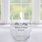 Modernes kalligraphisches Herz Mr. und Mrs. Weddin Weinglas Ohne Stiel