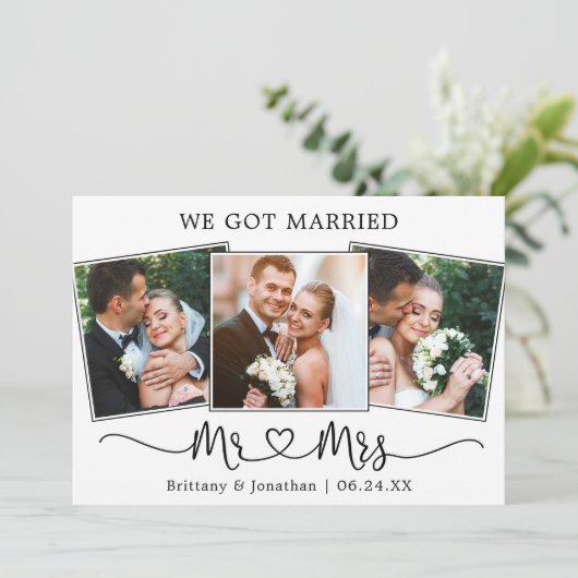 Modernes kalligraphisches Herz, Mrs. We Got Verhei Ankündigung (Stehend Vorderseite)