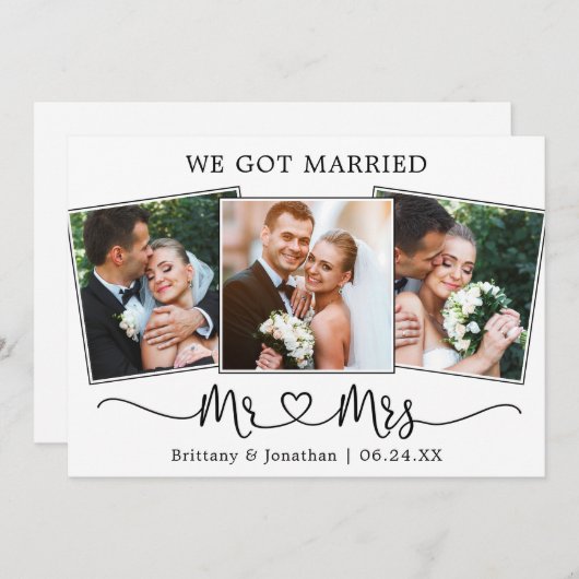 Modernes kalligraphisches Herz, Mrs. We Got Verhei Ankündigung (Vorne/Hinten)