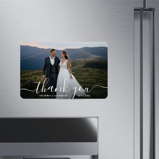 Modernes kalligraphisches Hochzeitsstipendium Foto Magnet