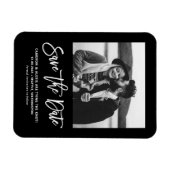 Modernes kalligraphisches Schwarzes Foto Save the  Magnet (Horizontal)