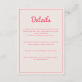 Modernes, kaltrosa Fuchsia Retro Vibes Wedding Begleitkarte (Vorderseite)