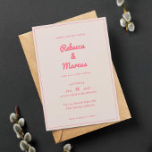 Modernes, kaltrosa Fuchsia Retro Vibes Wedding Einladung