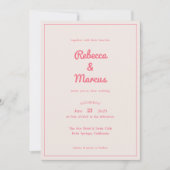 Modernes, kaltrosa Fuchsia Retro Vibes Wedding Einladung (Vorderseite)