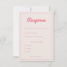 Modernes, kaltrosa Fuchsia Retro Vibes Wedding RSVP Karte