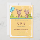 Modernes Kaninchen 1. Geburtstag Einladung (Vorderseite)