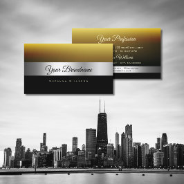 Modernes Karamellschwarz mit schimmernder Silber-D Visitenkarte