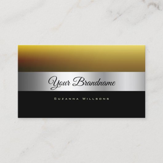Modernes Karamellschwarz mit schimmernder Silber-D Visitenkarte (Vorderseite)