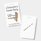 Modernes Karate Party Kindergeburtstag VIP Pass Ab Ausweis (Vorder- & Rückseite)