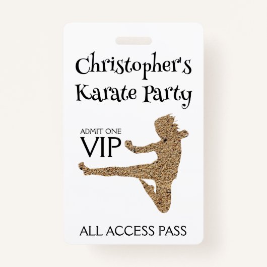 Modernes Karate Party Kindergeburtstag VIP Pass Ab Ausweis (Vorderseite)