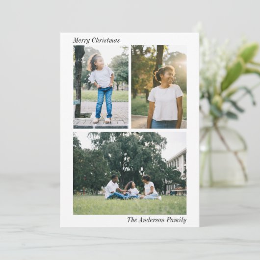 Modernes Kariert | WeihnachtsfotoCollage Feiertagskarte (Stehend Vorderseite)