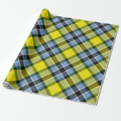 Modernes Kariertes Blaues und Gelbes Tartan-Muster Geschenkpapier (Ungerollt)