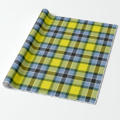 Modernes Kariertes Blaues und Gelbes Tartan-Muster Geschenkpapier (Ungerollt)