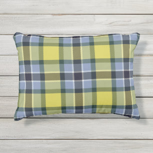 Modernes Kariertes Blaues und Gelbes Tartan-Muster Kissen Für Draußen
