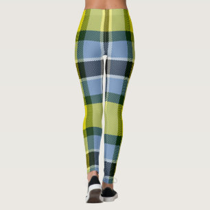 Modernes Kariertes Blaues und Gelbes Tartan-Muster Leggings
