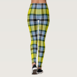 Modernes Kariertes Blaues und Gelbes Tartan-Muster Leggings