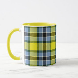 Modernes Kariertes Blaues und Gelbes Tartan-Muster Tasse