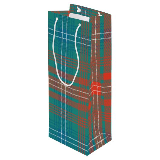 Modernes Kariertes Clan Wilson Party Tartan Geschenktüte Für Weinflaschen (Rückseite Schrägansicht)
