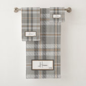 Modernes Kariertes Cloud Grau Bath Handtuch Set (Insitu)