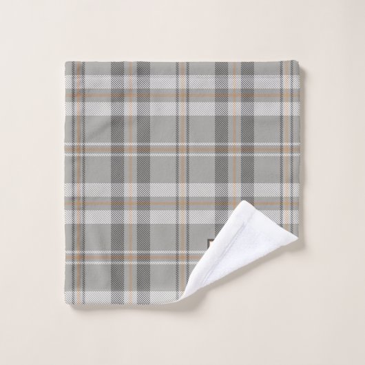 Modernes Kariertes Cloud Grau Bath Handtuch Set (Waschlappen)