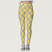 Modernes Kariertes Gelb und Grau Leggings (Vorderseite)